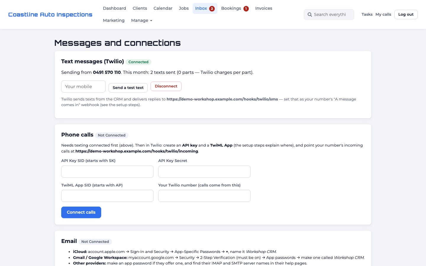 Messages and connections