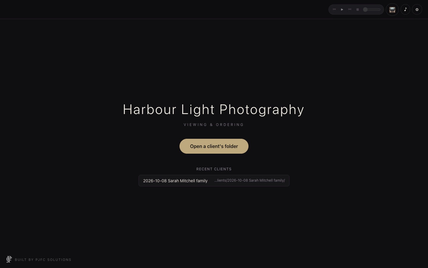 The start screen