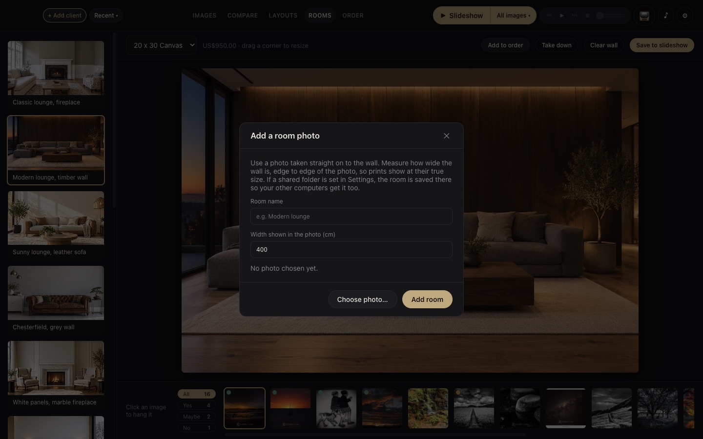 Adding a room photo