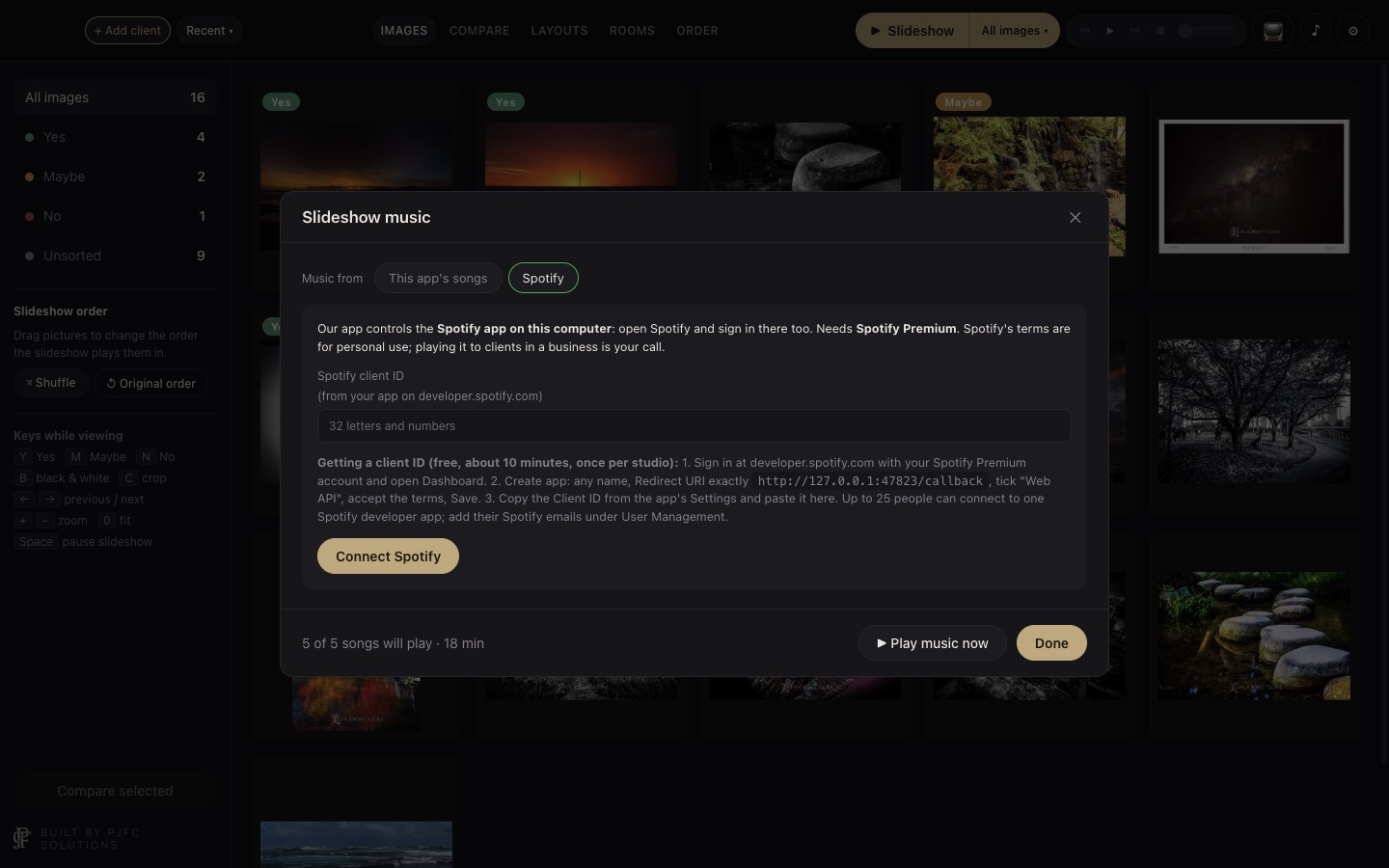The Spotify panel