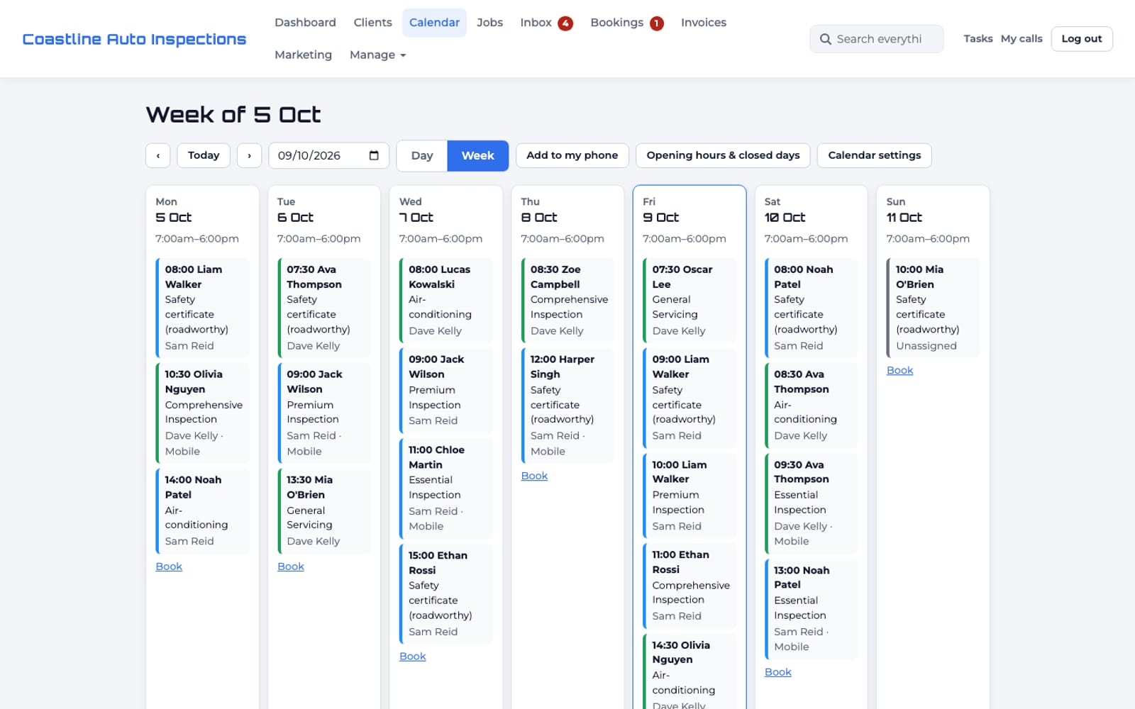 PJFC Automotive CRM screen
